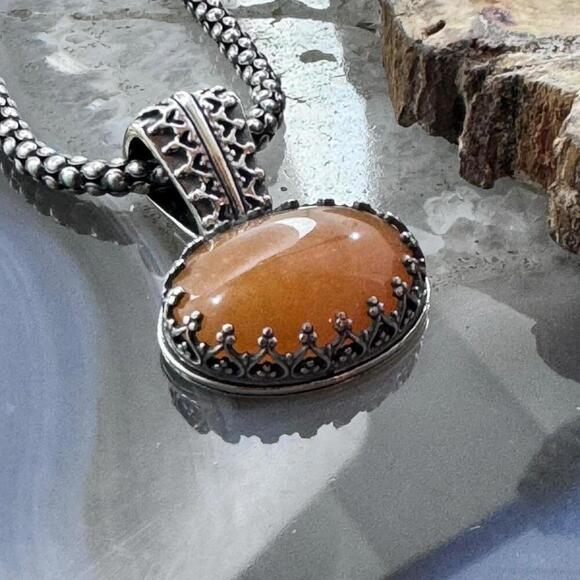 Carolyn Pollack Sterling Oval Carnelian Country Couture Pendant With Necklace - Picture 3 of 10